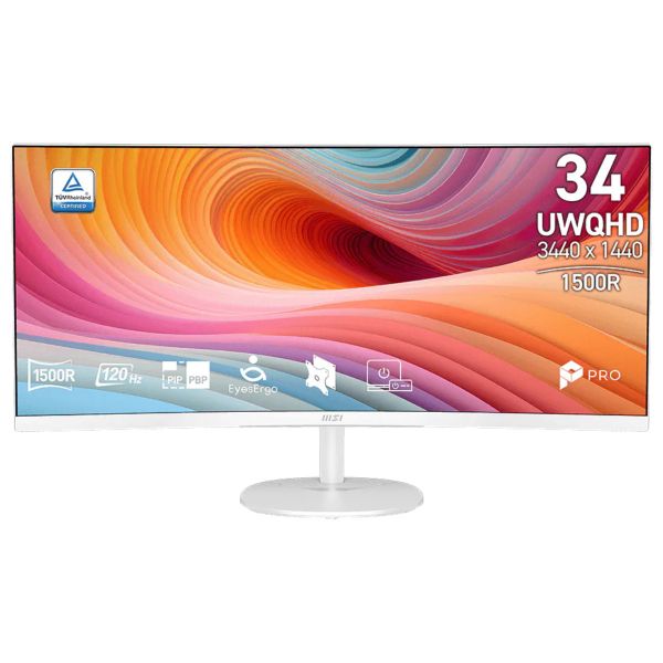 MSI Monitor Business PRO MP341CQW E12 Ívelt 34" QHD 3440x1440 120Hz VA White